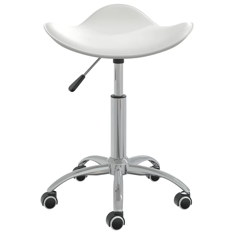 Tabouret de travail sur roulettes pivotant hauteur réglable en PVC blanc DEC025064