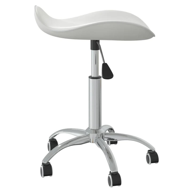 Tabouret de travail sur roulettes pivotant hauteur réglable en PVC blanc DEC025064