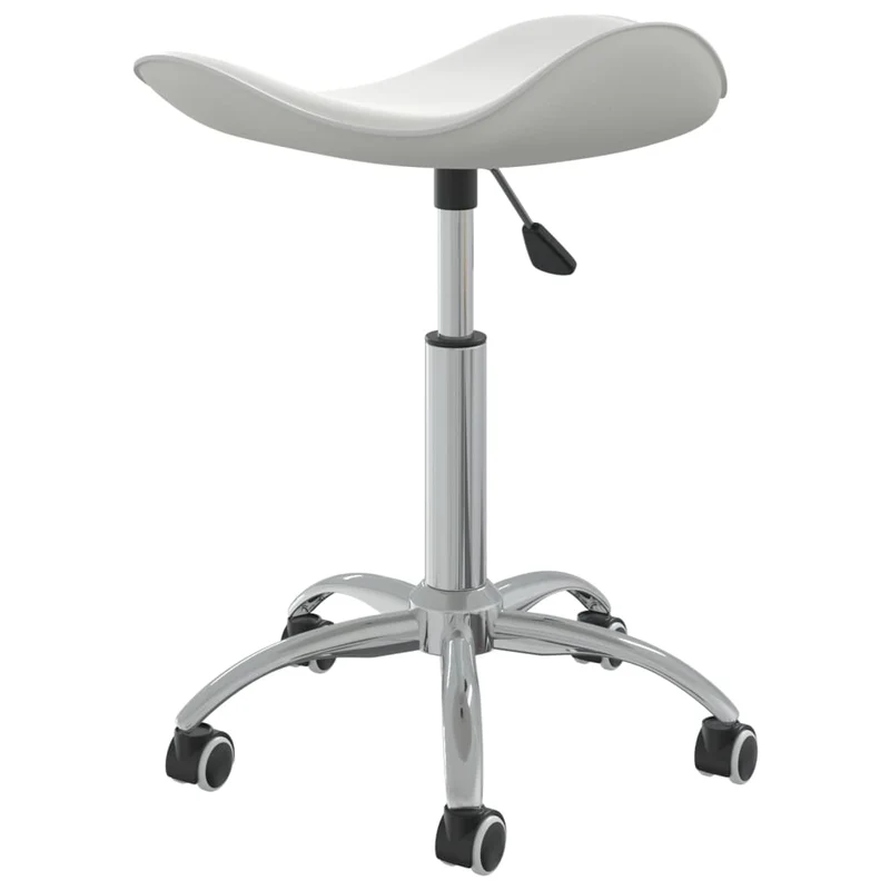 Tabouret de travail sur roulettes pivotant hauteur réglable en PVC blanc DEC025064