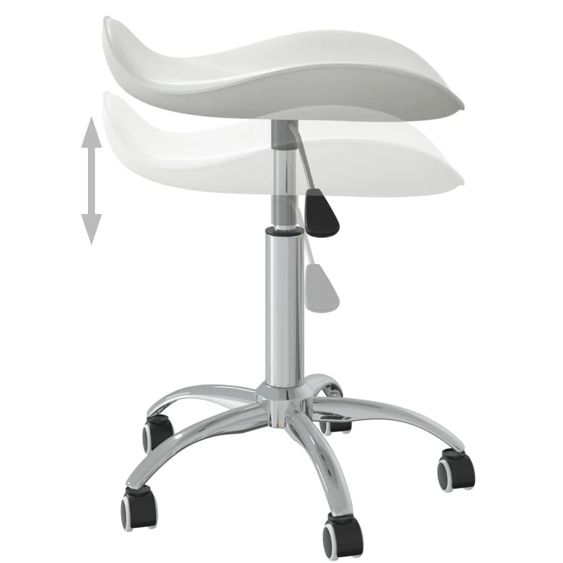 Tabouret de travail sur roulettes pivotant hauteur réglable en PVC blanc DEC025064