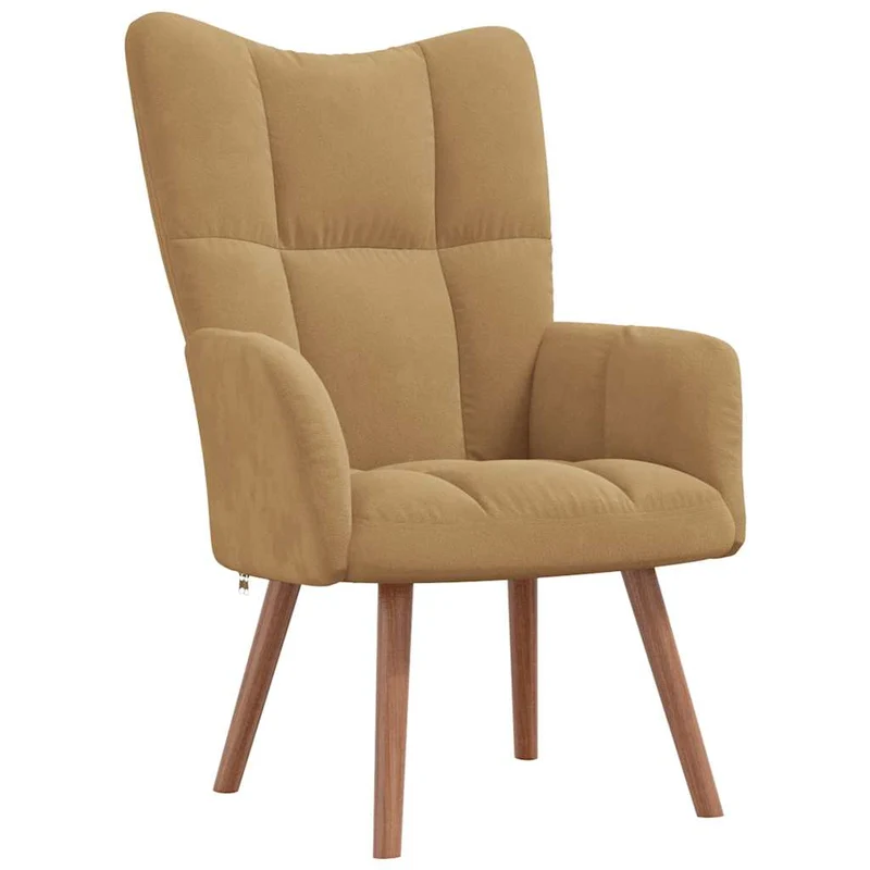 Fauteuil lounge chaise de canapé design moderne avec repose-pieds en velours marron DEC026535