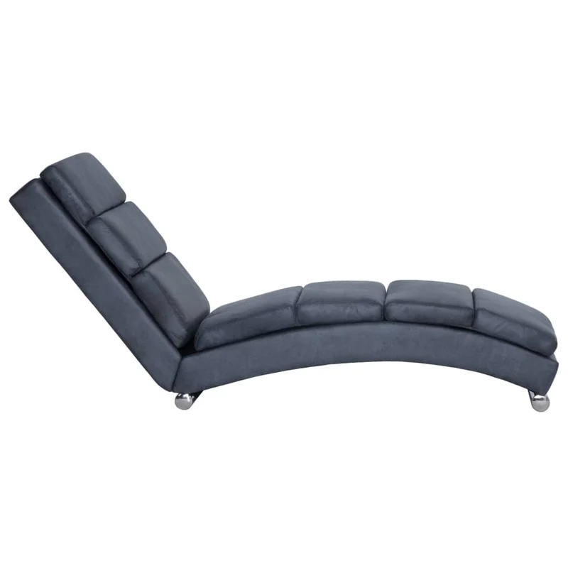 Méridienne chaise longue canapé pour intérieur en PVC apect daim gris DEC026193