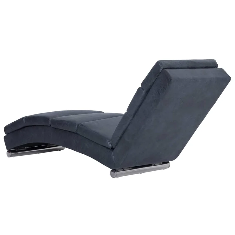 Méridienne chaise longue canapé pour intérieur en PVC apect daim gris DEC026193
