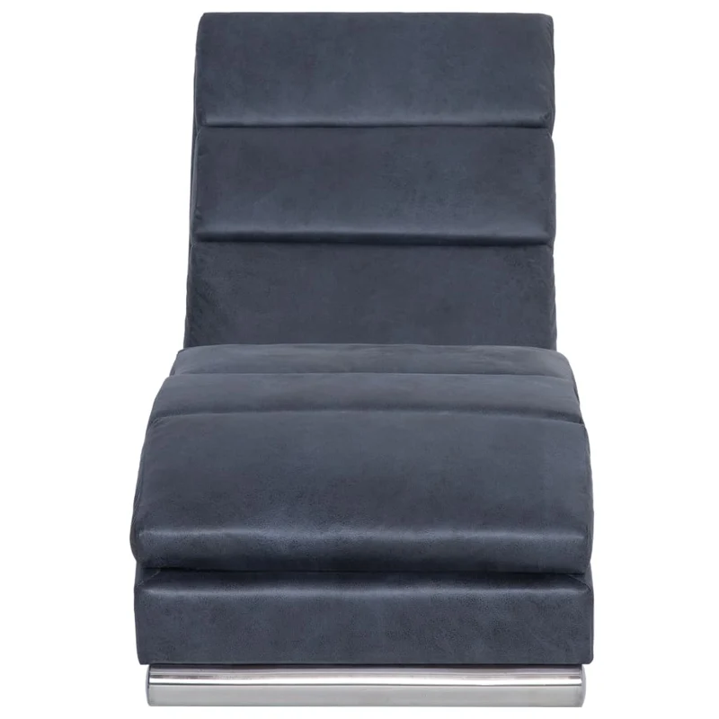 Méridienne chaise longue canapé pour intérieur en PVC apect daim gris DEC026193