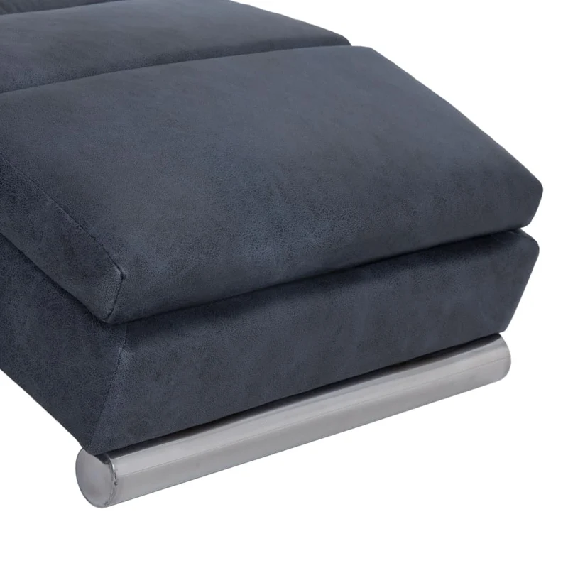 Méridienne chaise longue canapé pour intérieur en PVC apect daim gris DEC026193