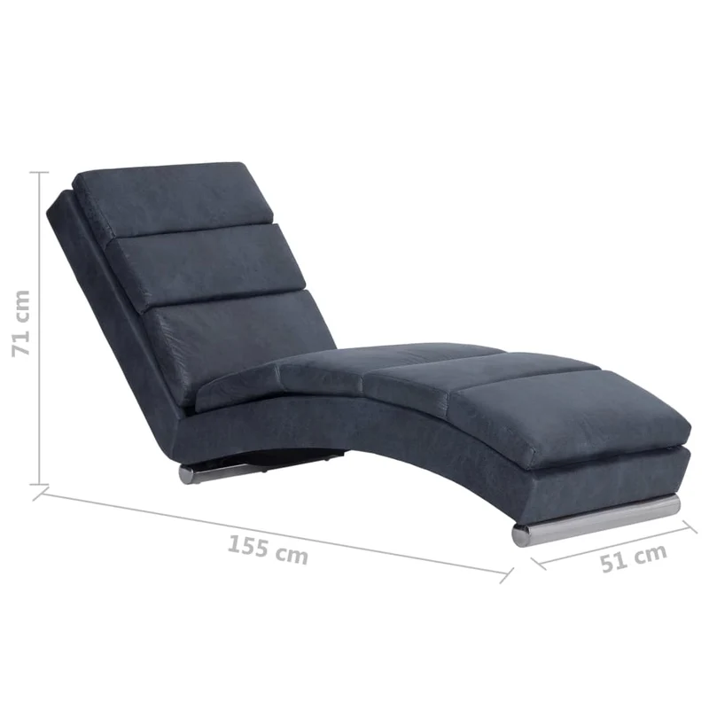 Méridienne chaise longue canapé pour intérieur en PVC apect daim gris DEC026193