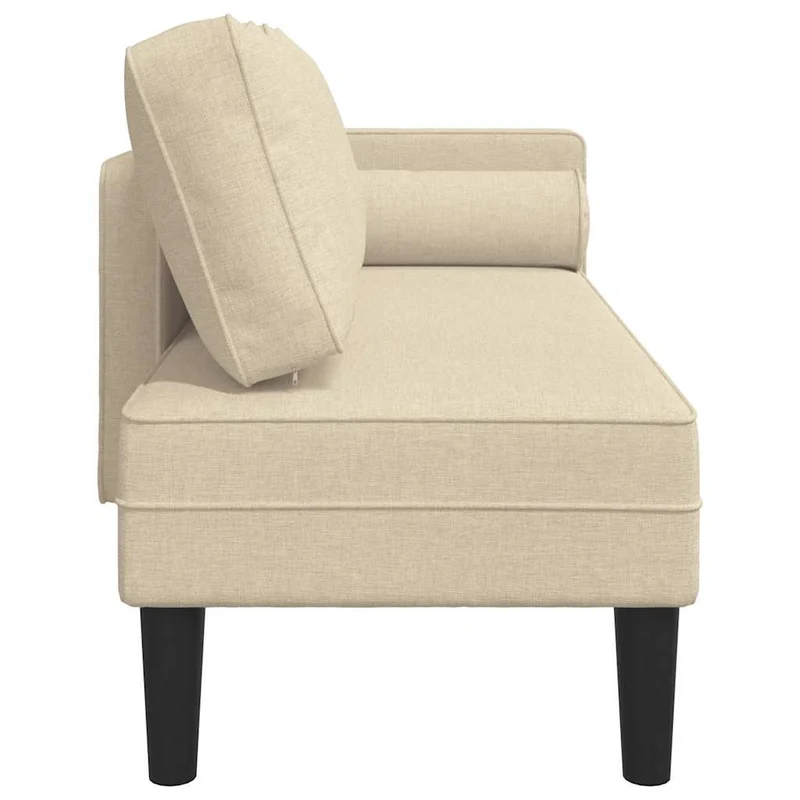 Méridienne chaise longue canapé pour intérieur avec coussins en tissu crème DEC026067