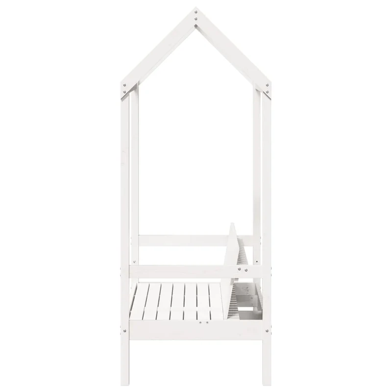 Banquette banc avec toit 117,5 x 70 x 176,5 cm en bois de pin massif blanc DEC024664