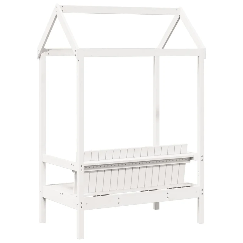 Banquette banc avec toit 117,5 x 70 x 176,5 cm en bois de pin massif blanc DEC024664