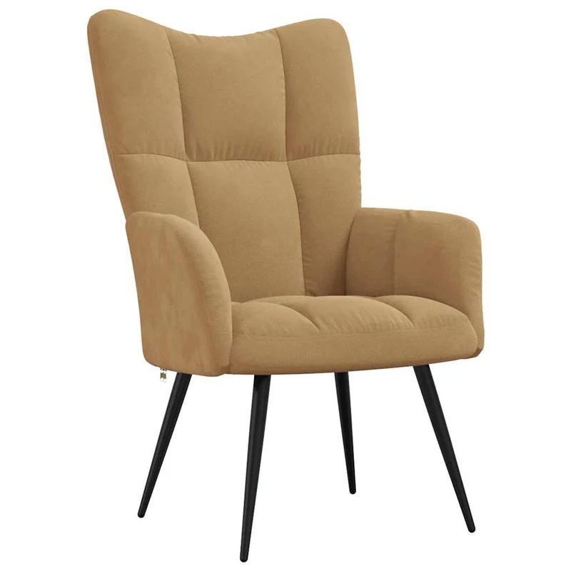 Fauteuil lounge chaise de canapé design moderne avec repose-pieds en velours marron DEC026602