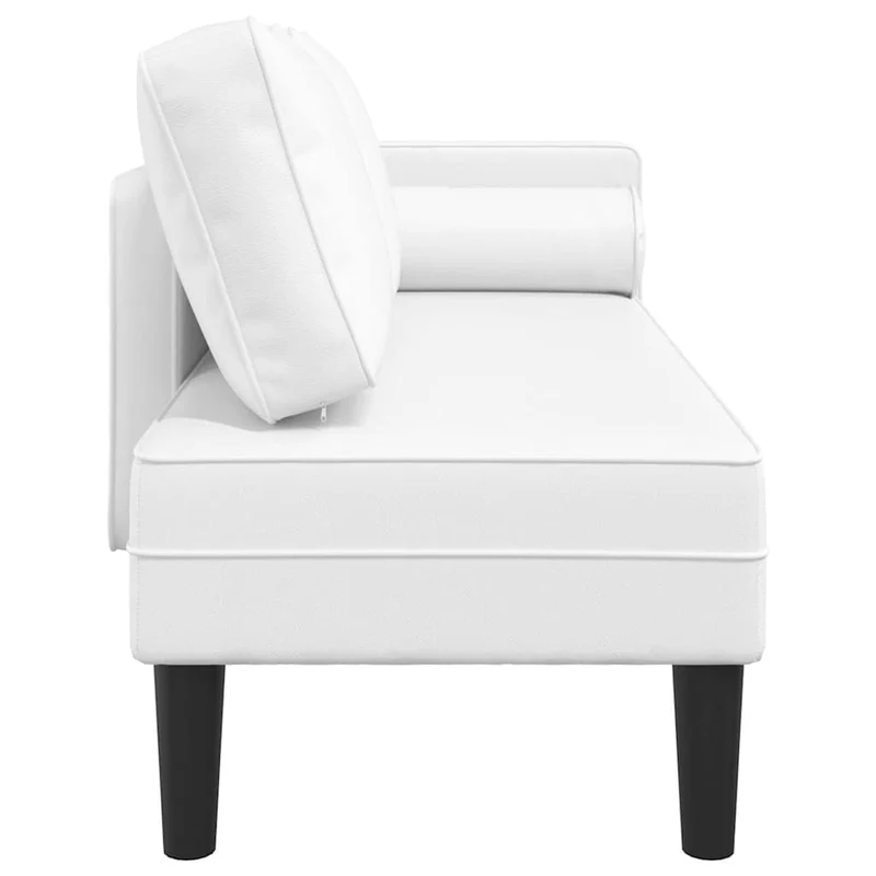 Méridienne chaise longue canapé pour intérieur avec coussins en PVC blanc DEC026059