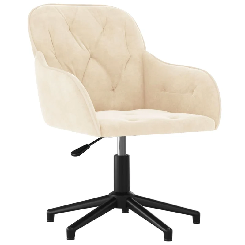 Lot de 2 chaises de salle à manger bureau siège pivotant hauteur réglable en velours crème DEC025219
