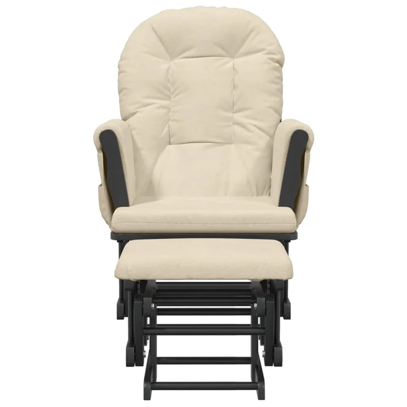 Fauteuil de relaxation chaise berçante d'allaitement avec repose-pieds en tissu crème DEC028733