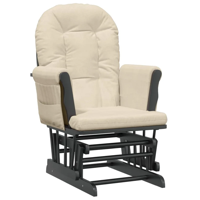 Fauteuil de relaxation chaise berçante d'allaitement avec repose-pieds en tissu crème DEC028733