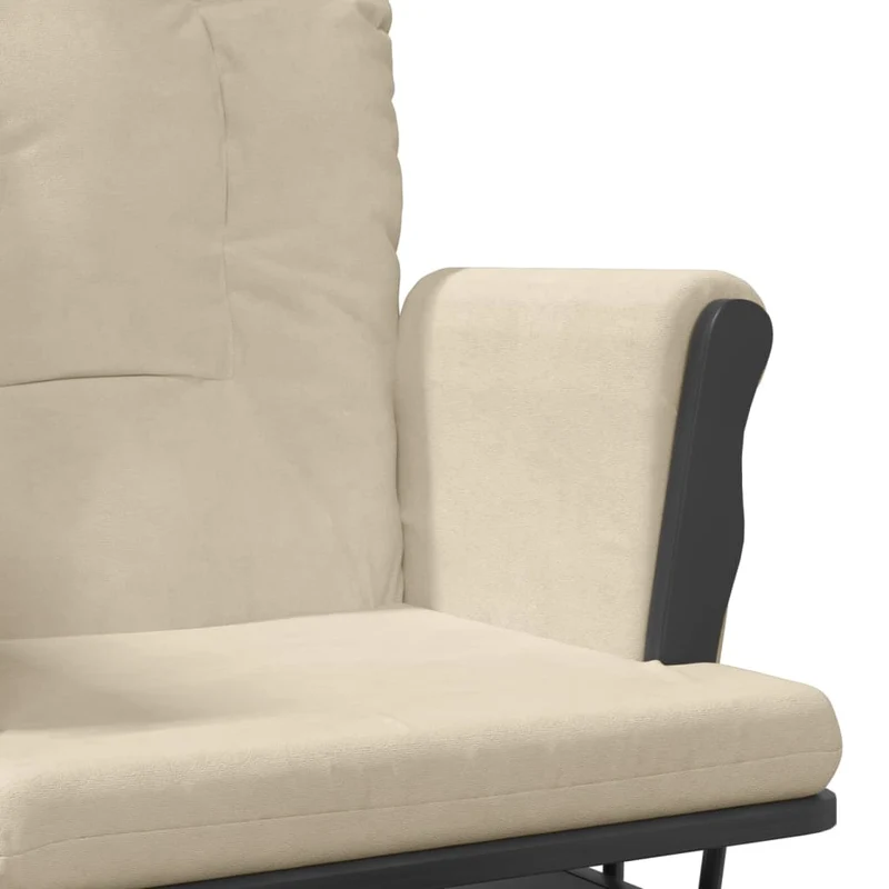 Fauteuil de relaxation chaise berçante d'allaitement avec repose-pieds en tissu crème DEC028733