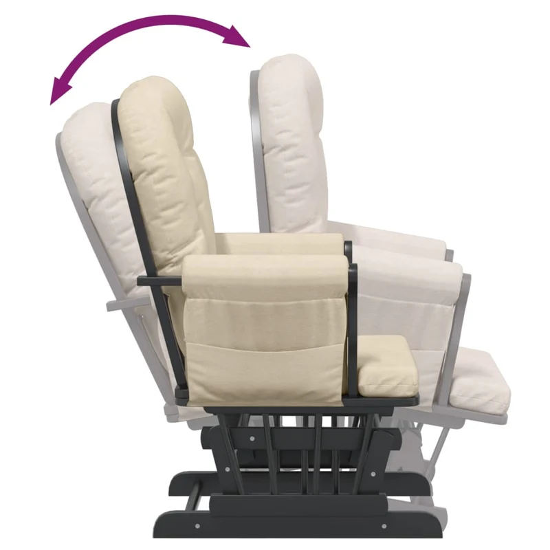 Fauteuil de relaxation chaise berçante d'allaitement avec repose-pieds en tissu crème DEC028733