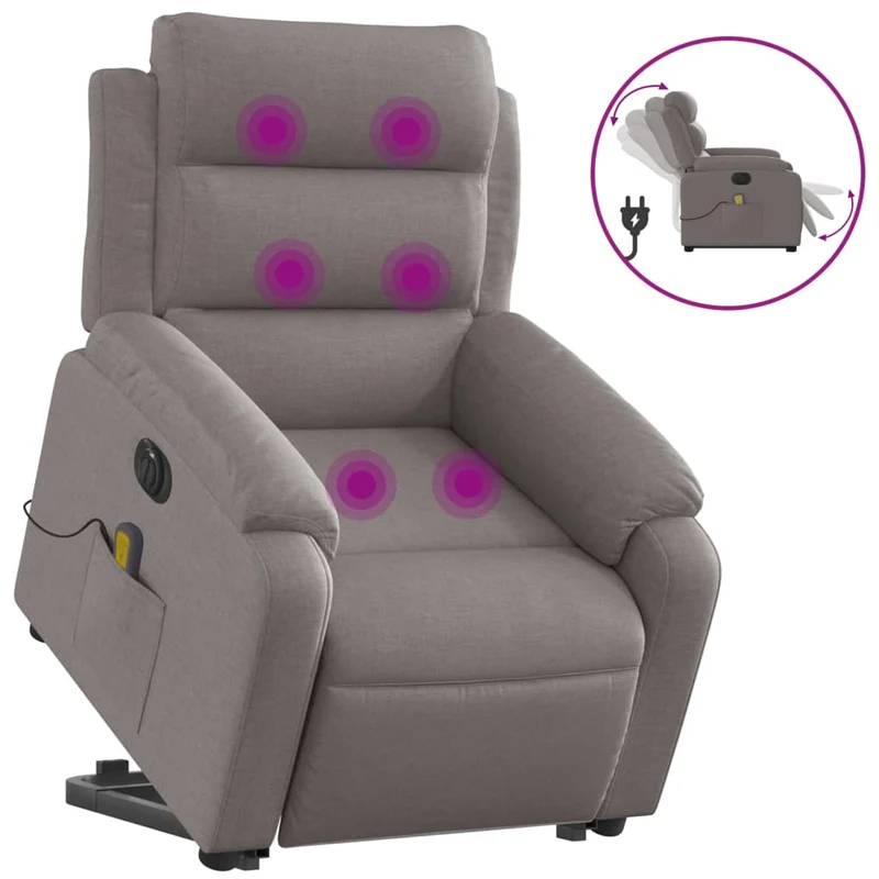 Fauteuil de relaxation fonction massage et inclinable en tissu taupe DEC027868