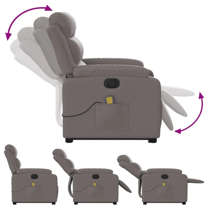 Fauteuil de relaxation fonction massage et inclinable en tissu taupe DEC027868