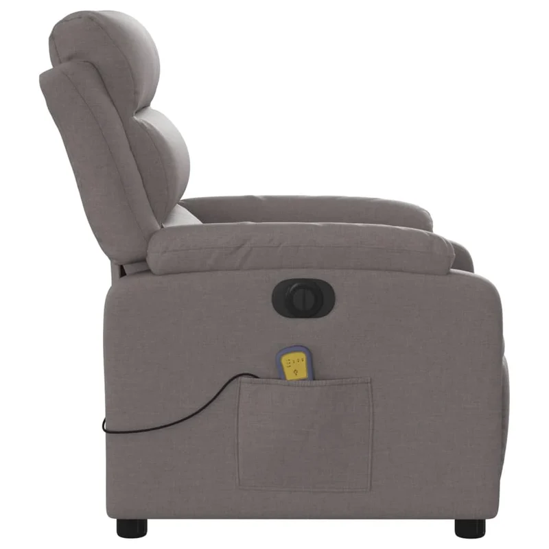 Fauteuil de relaxation TV fonction massage inclinable électrique en tissu taupe DEC027266