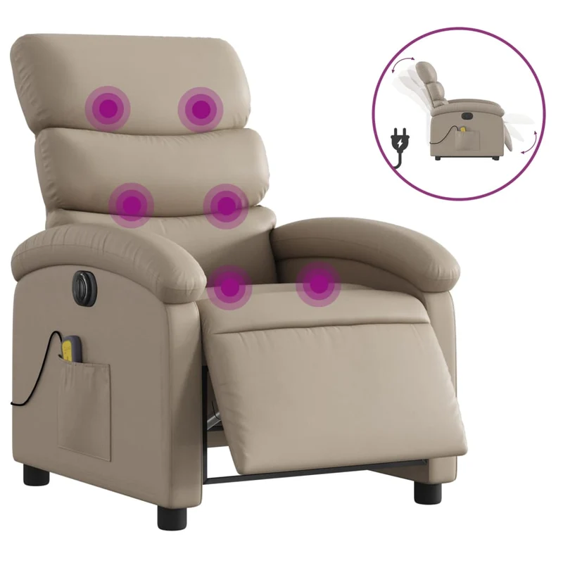 Fauteuil de relaxation TV fonction massage inclinable électrique en PVC cappuccino DEC027133