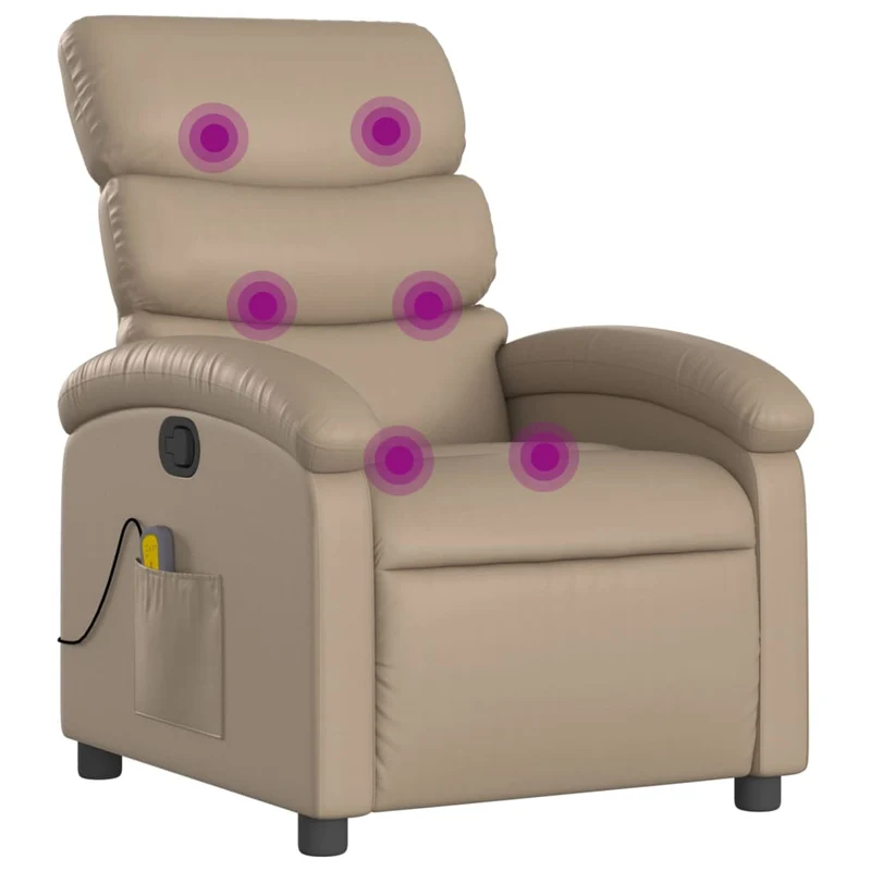 Fauteuil de relaxation TV fonction massage inclinable en PVC cappuccino DEC026876
