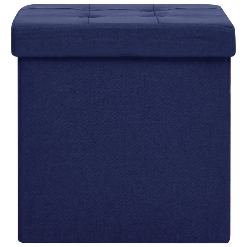 Tabouret assise pouf de rangement 38 x 38 x 38 cm pliable en tissu bleu DEC026344