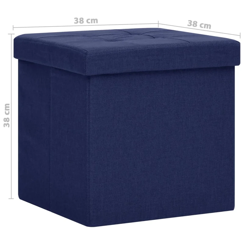 Tabouret assise pouf de rangement 38 x 38 x 38 cm pliable en tissu bleu DEC026344