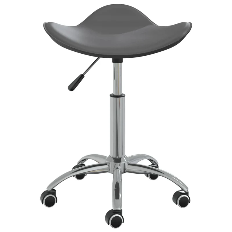 Tabouret de travail sur roulettes hauteur réglable en PVC gris et acier DEC025094