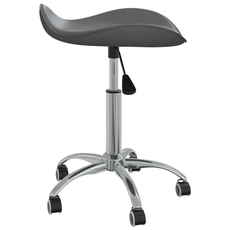 Tabouret de travail sur roulettes hauteur réglable en PVC gris et acier DEC025094