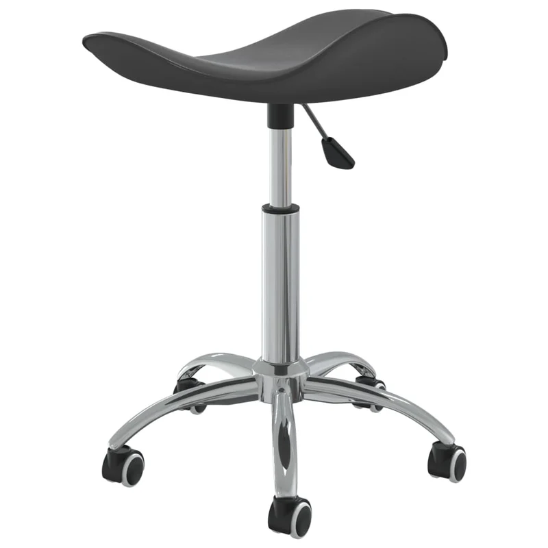 Tabouret de travail sur roulettes hauteur réglable en PVC gris et acier DEC025094