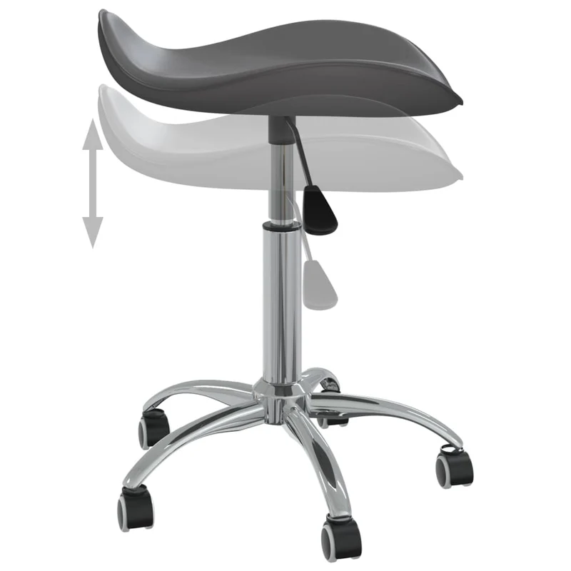 Tabouret de travail sur roulettes hauteur réglable en PVC gris et acier DEC025094
