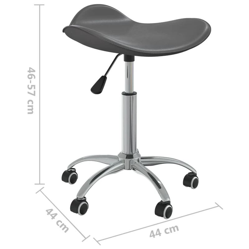 Tabouret de travail sur roulettes hauteur réglable en PVC gris et acier DEC025094