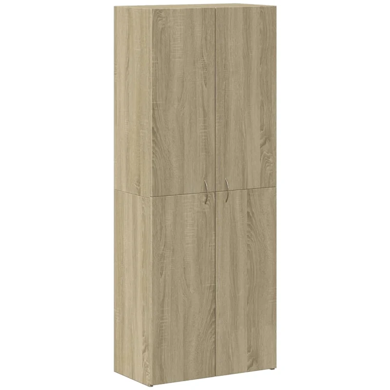 Meuble de bureau armoire de rangement avec 4 compartiments 60 x 32 x 153 cm bois ingénierie couleur chêne DEC024477