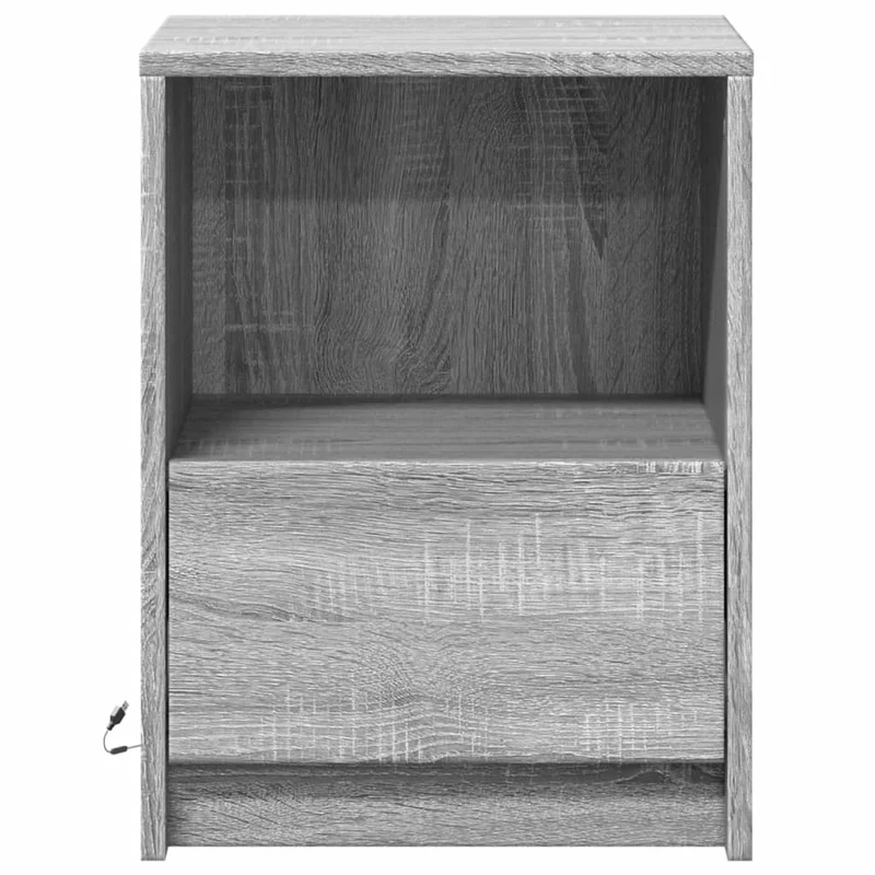 Lot de 2 tables de chevet avec tiroir et LED en bois d'ingénierie gris DEC032866