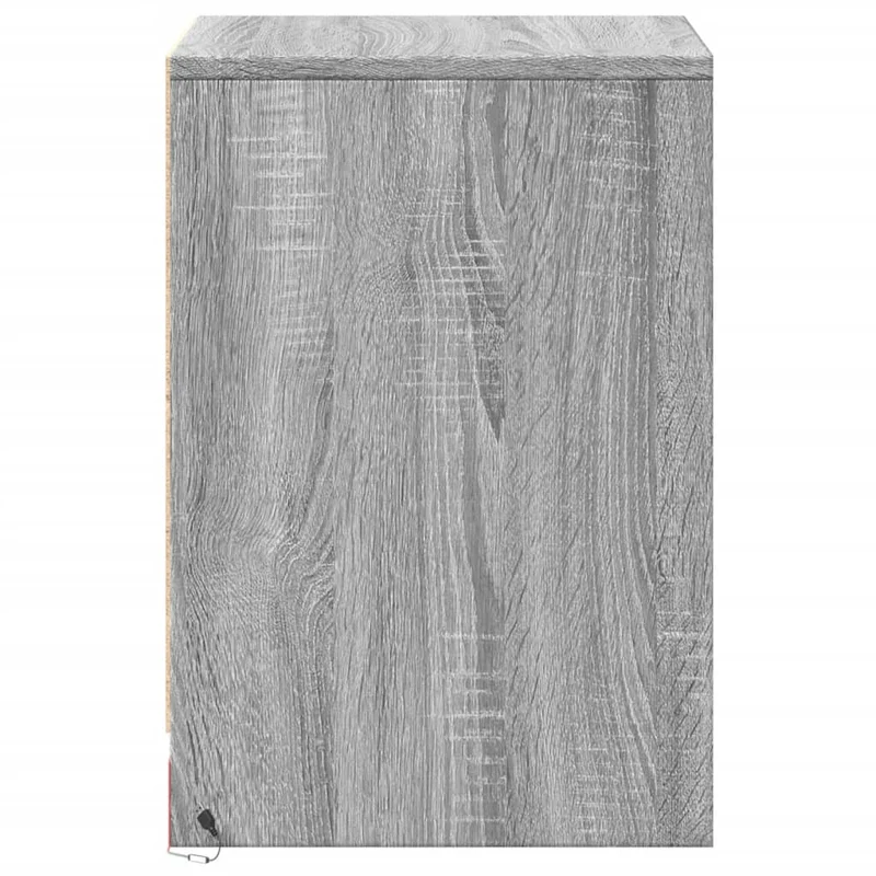 Lot de 2 tables de chevet avec tiroir et LED en bois d'ingénierie gris DEC032866