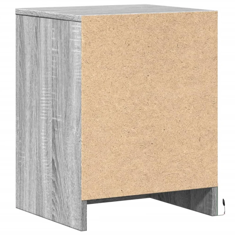 Lot de 2 tables de chevet avec tiroir et LED en bois d'ingénierie gris DEC032866