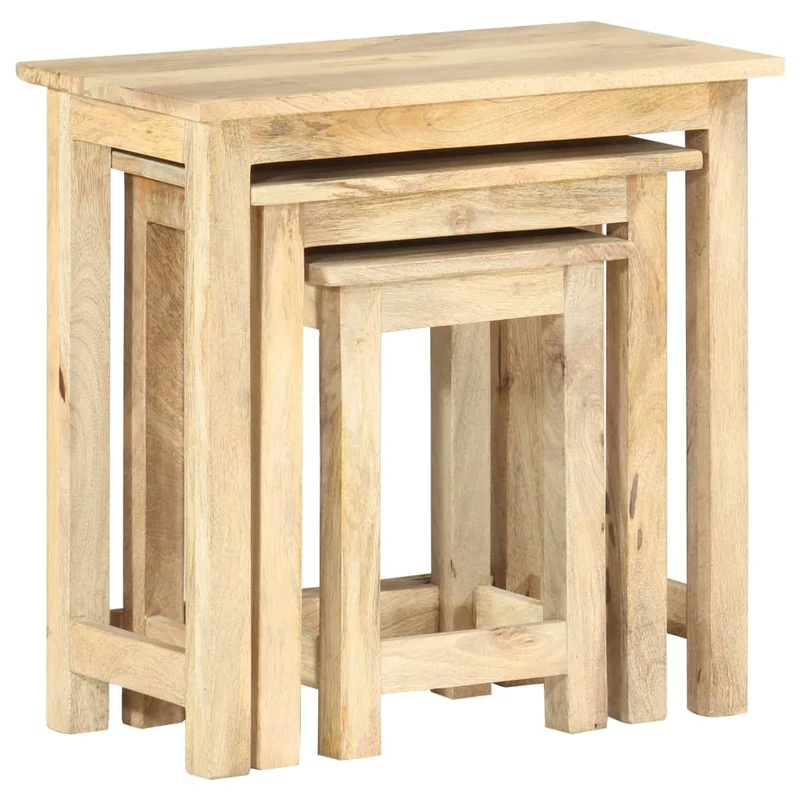Lot de 3 tables d'appoint gigognes en bois solide de manguier DEC032712