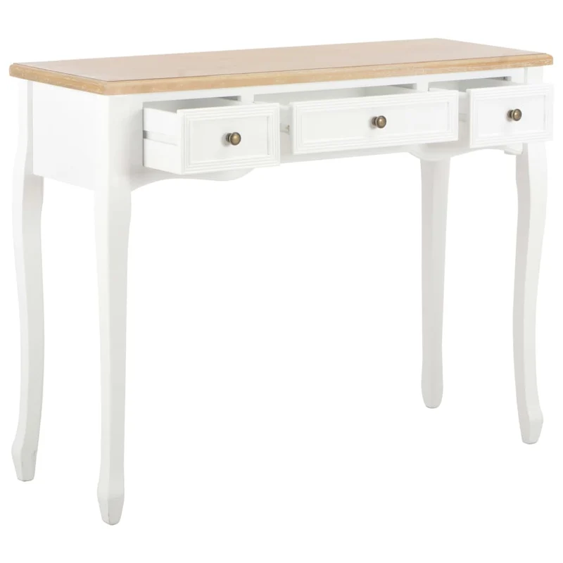 Table de console et coiffeuse avec 3 tiroirs MDF + bois de pin blanc DEC032565