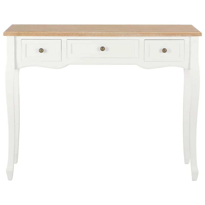Table de console et coiffeuse avec 3 tiroirs MDF + bois de pin blanc DEC032565