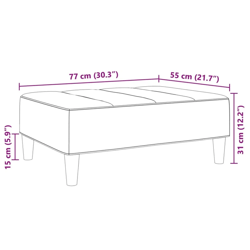Repose-pieds tabouret bout de lit 77 x 55 x 31 cm en velours jaune DEC030351