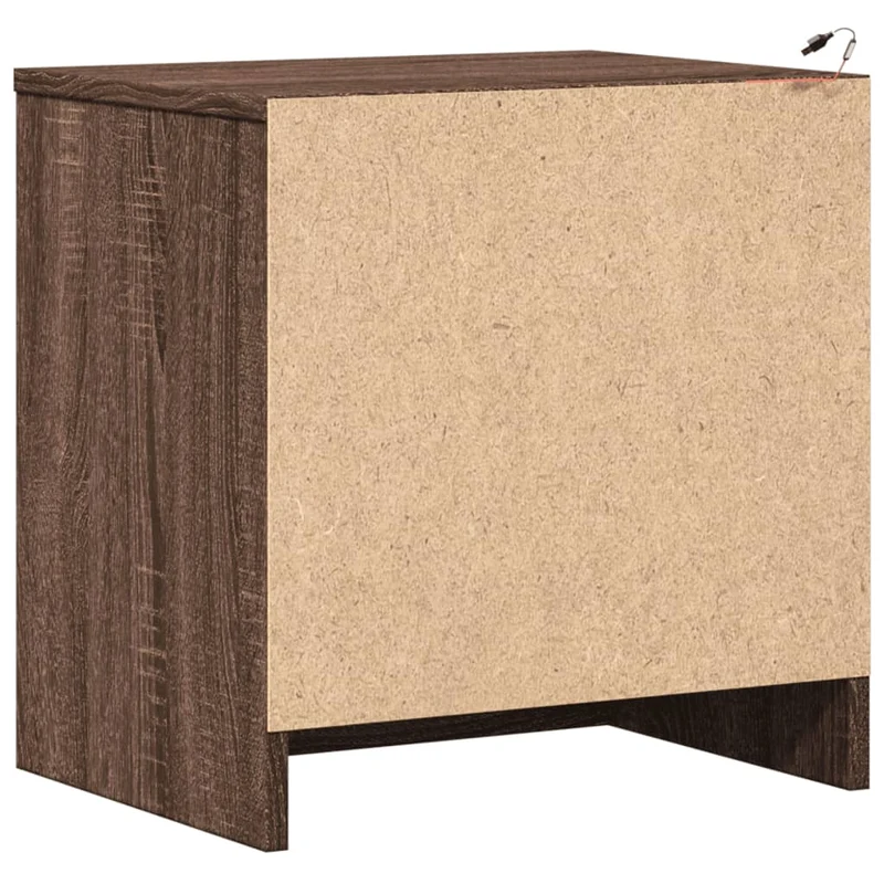 Table de chevet avec tiroirs et LED en bois ingénierie marron DEC032795