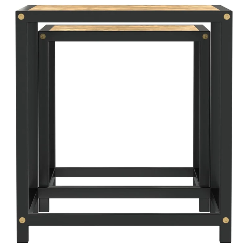 Lot de 2 tables d'appoint support plantes en MDF et acier noir DEC032744