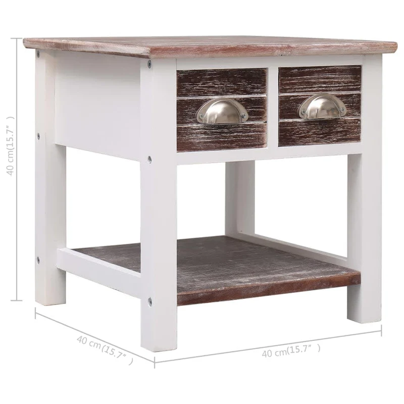 Table d'appoint chevet avec tiroir 40 x 40 x 40 cm bois de paulownia marron DEC032464