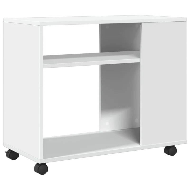 Meuble d'appoint console sur roulettes 70 x 35 x 60 cm bois d'ingénierie blanc DEC032325