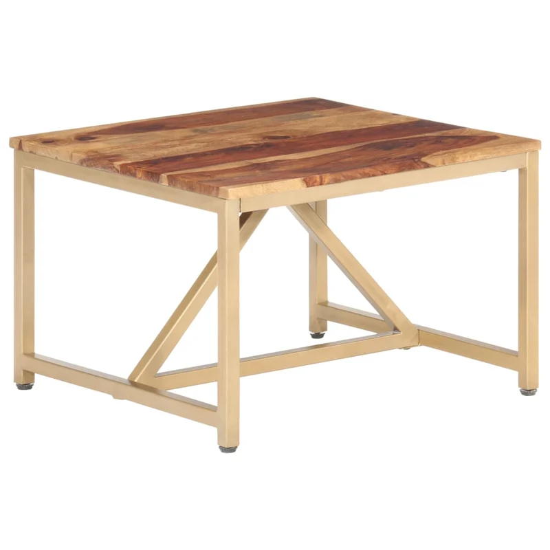 Table d'appoint meuble de salon 60 x 60 x 40 cm bois massif marron et acier DEC032319