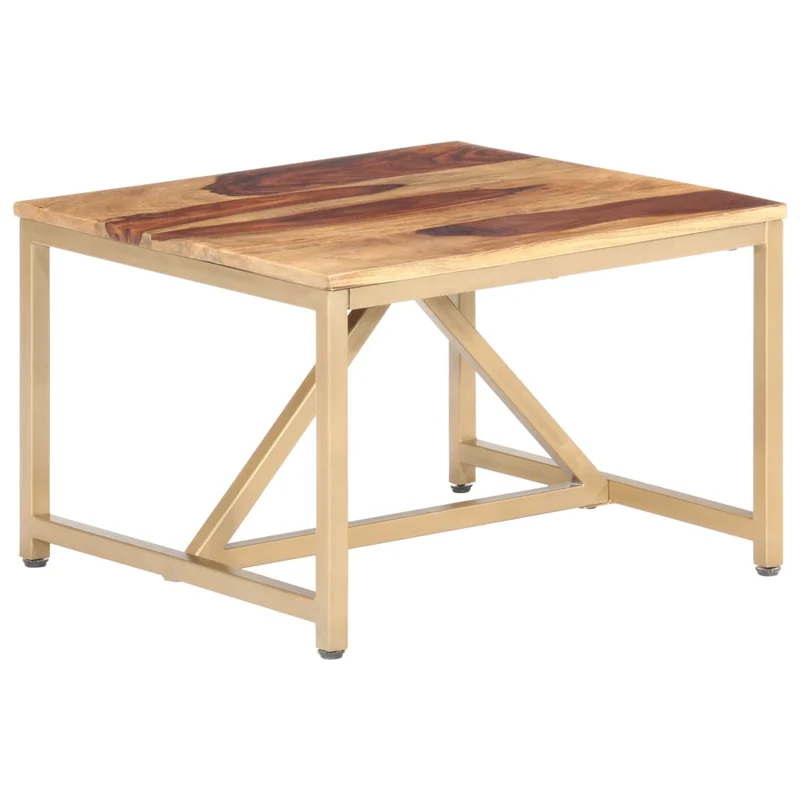 Table d'appoint meuble de salon 60 x 60 x 40 cm bois massif marron et acier DEC032319