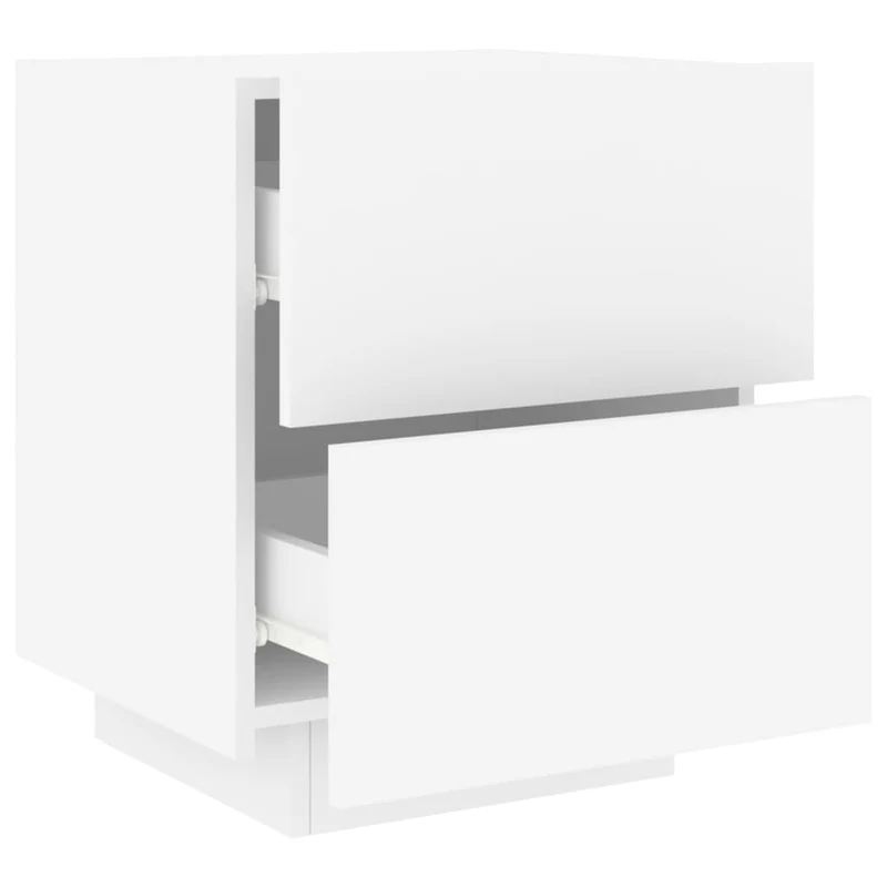 Table de chevet avec tiroirs et LED 45 x 40 x 55 cm en bois d'ingénierie blanc DEC032768