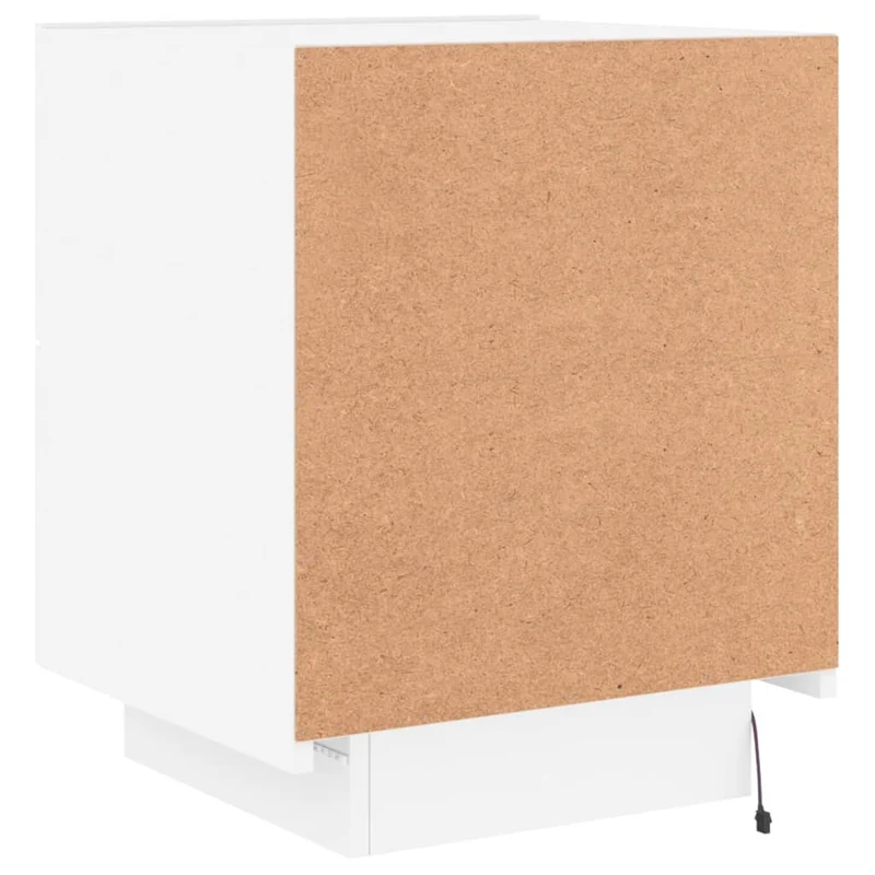 Table de chevet avec tiroirs et LED 45 x 40 x 55 cm en bois d'ingénierie blanc DEC032768