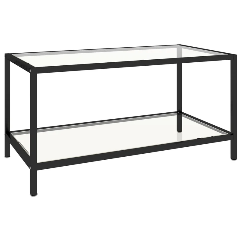 Lot de 2 tables basse tables d'appoint en verre trempé transparent et acier DEC032747