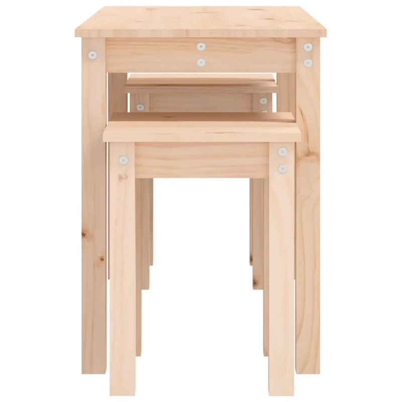 Lot de 3 tables d'appoint gigognes en bois de pin DEC032702